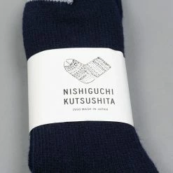 Nishiguchi Kutsushita Wool Ribbed Socks Navy