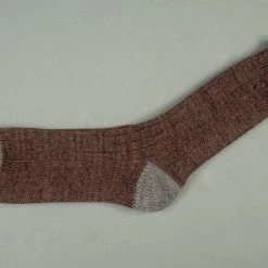 Nishiguchi Kutsushita Recycled Cotton Ribbed Socks Brown