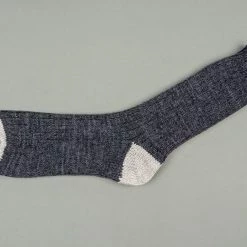 Nishiguchi Kutsushita Recycled Cotton Ribbed Socks Charcoal