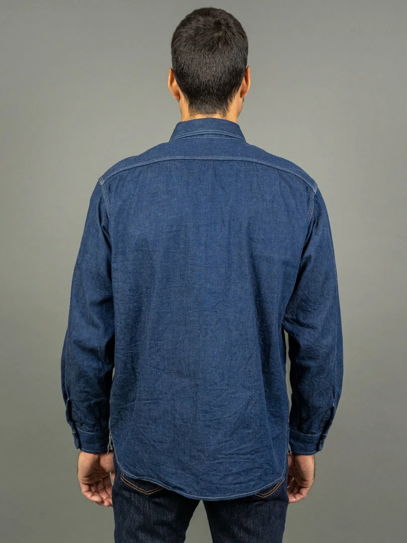 ONI Denim 02105-IDG "Yokonezu" 10oz Grey Weft Denim Work Shirt 4 ONI Denim 02105-IDG "Yokonezu" 10oz Grey Weft Denim Work Shirt