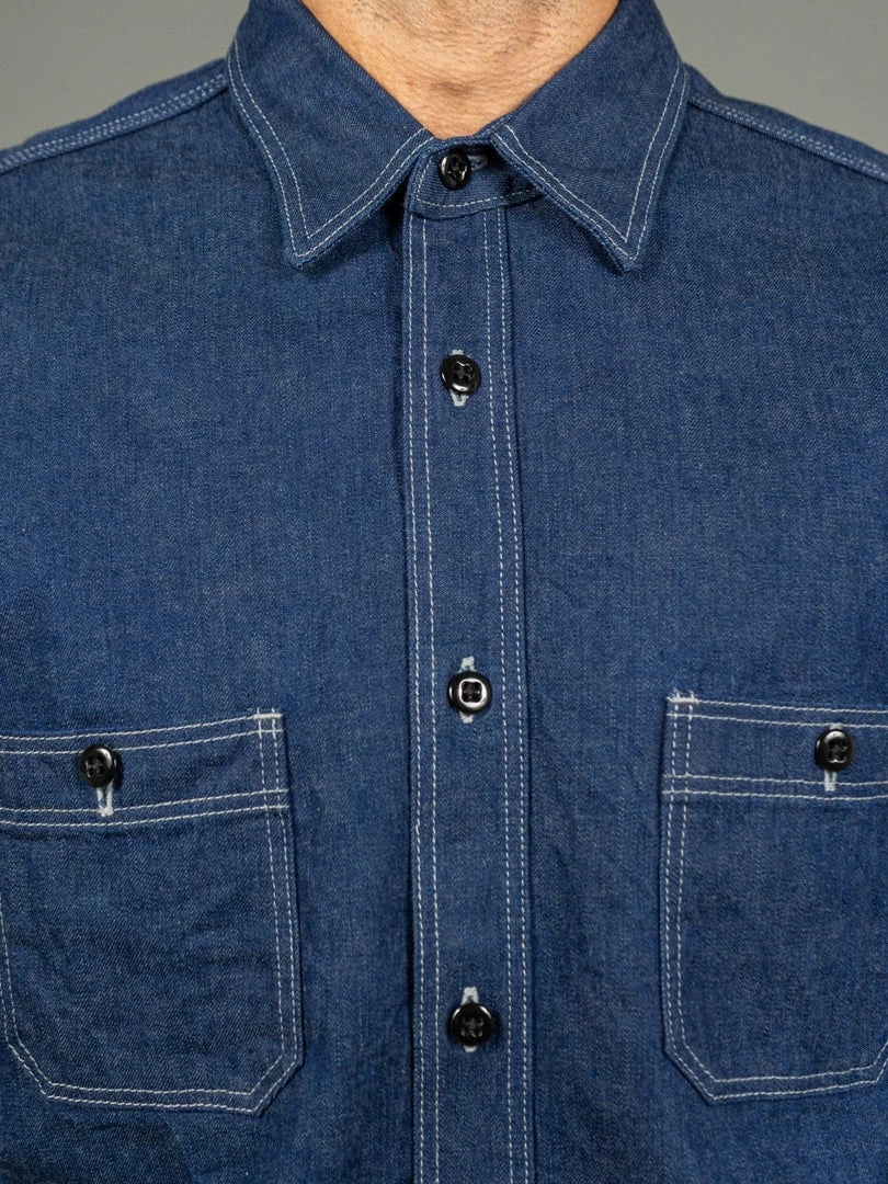 ONI Denim 02105-IDG "Yokonezu" 10oz Grey Weft Denim Work Shirt 8 ONI Denim 02105-IDG "Yokonezu" 10oz Grey Weft Denim Work Shirt