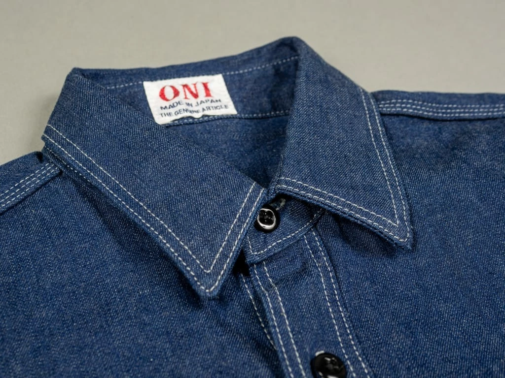 ONI Denim 02105-IDG "Yokonezu" 10oz Grey Weft Denim Work Shirt 11 ONI Denim 02105-IDG "Yokonezu" 10oz Grey Weft Denim Work Shirt