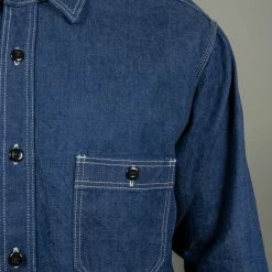 ONI Denim 02105-IDG "Yokonezu" 10oz Grey Weft Denim Work Shirt 29 ONI Denim 02105-IDG