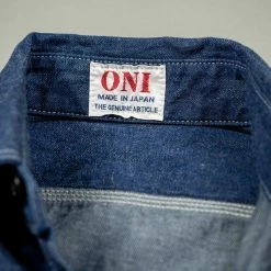 ONI Denim 02105-IDG "Yokonezu" 10oz Grey Weft Denim Work Shirt 45 ONI Denim 02105-IDG