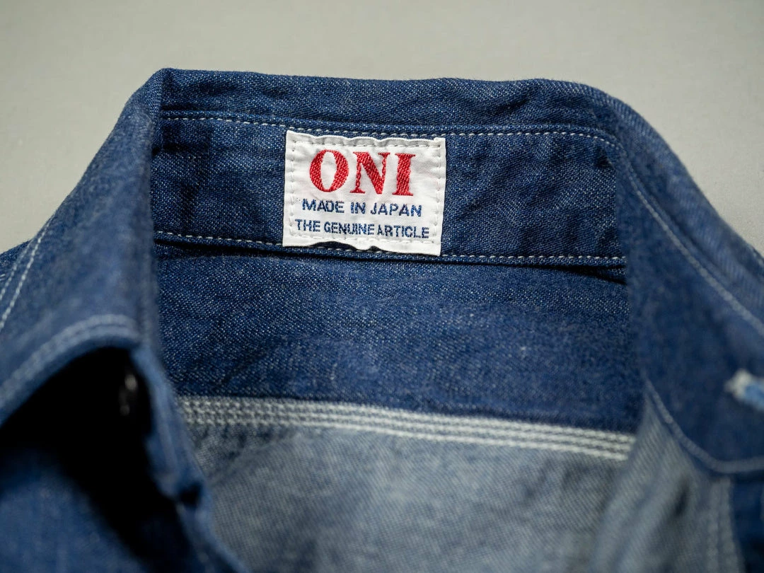 ONI Denim 02105-IDG "Yokonezu" 10oz Grey Weft Denim Work Shirt 22 ONI Denim 02105-IDG "Yokonezu" 10oz Grey Weft Denim Work Shirt