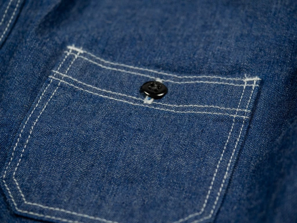 ONI Denim 02105-IDG "Yokonezu" 10oz Grey Weft Denim Work Shirt 13 ONI Denim 02105-IDG "Yokonezu" 10oz Grey Weft Denim Work Shirt