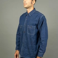 ONI Denim 02105-IDG "Yokonezu" 10oz Grey Weft Denim Work Shirt 28 ONI Denim 02105-IDG