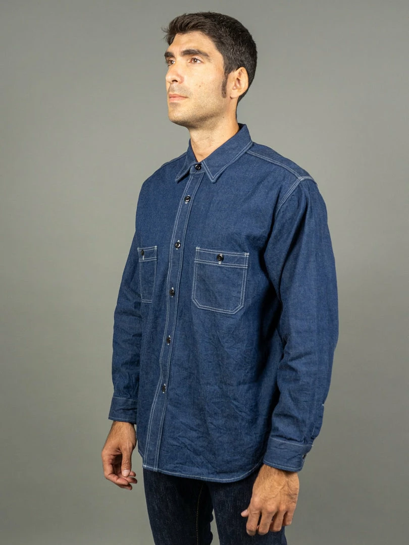ONI Denim 02105-IDG "Yokonezu" 10oz Grey Weft Denim Work Shirt 5 ONI Denim 02105-IDG "Yokonezu" 10oz Grey Weft Denim Work Shirt