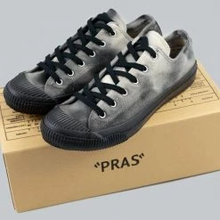 NEW ARRIVALS Pras Shellcap Low "Mura" Uneven Hand Dyed Sneakers Grey/Black 31 NEW ARRIVALS Pras Shellcap Low