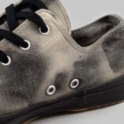 NEW ARRIVALS Pras Shellcap Low "Mura" Uneven Hand Dyed Sneakers Grey/Black 24 NEW ARRIVALS Pras Shellcap Low