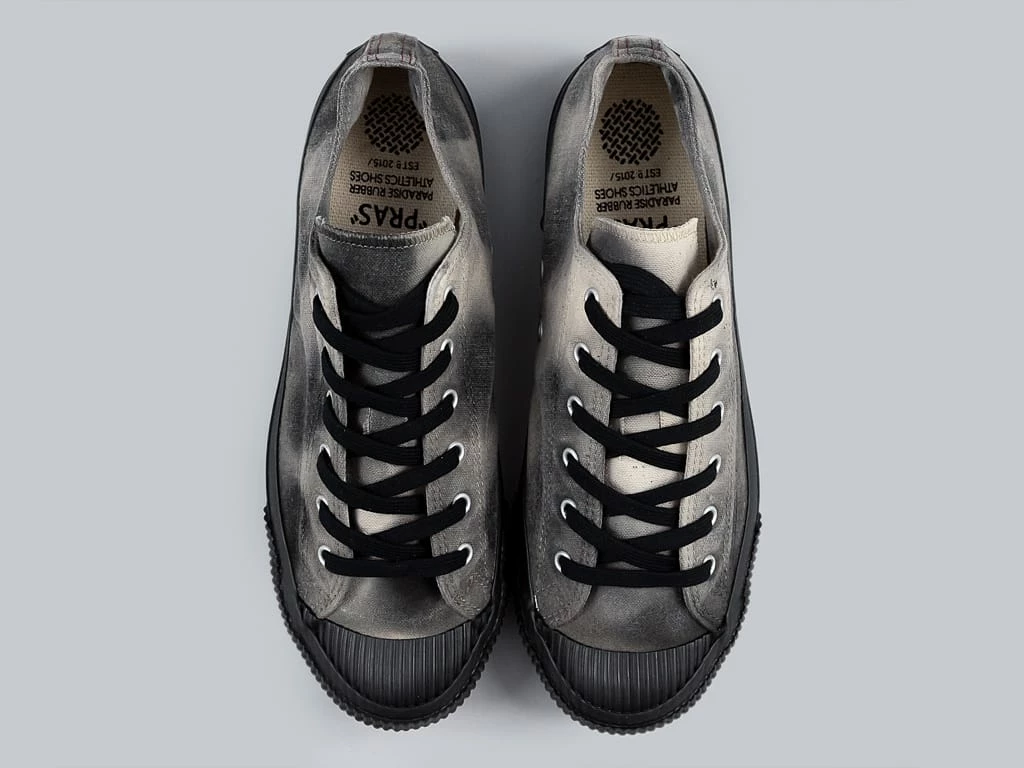 NEW ARRIVALS Pras Shellcap Low "Mura" Uneven Hand Dyed Sneakers Grey/Black 5 NEW ARRIVALS Pras Shellcap Low "Mura" Uneven Hand Dyed Sneakers Grey/Black