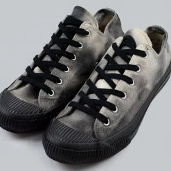 NEW ARRIVALS Pras Shellcap Low "Mura" Uneven Hand Dyed Sneakers Grey/Black