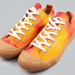 NEW ARRIVALS Pras Shellcap Low "Mura" Uneven Hand Dyed Sneakers Orange/Gum