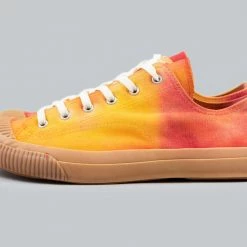 NEW ARRIVALS Pras Shellcap Low "Mura" Uneven Hand Dyed Sneakers Orange/Gum