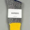 ROTOTO Double Face Crew Socks "Silk & Cotton" Yellow/Charcoal 2 ROTOTO Double Face Crew Socks "Silk & Cotton" Yellow/Charcoal