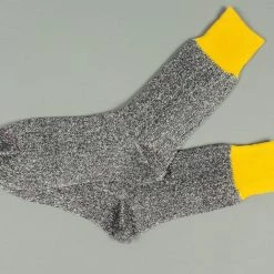 ROTOTO Double Face Crew Socks "Silk & Cotton" Yellow/Charcoal 12 ROTOTO Double Face Crew Socks