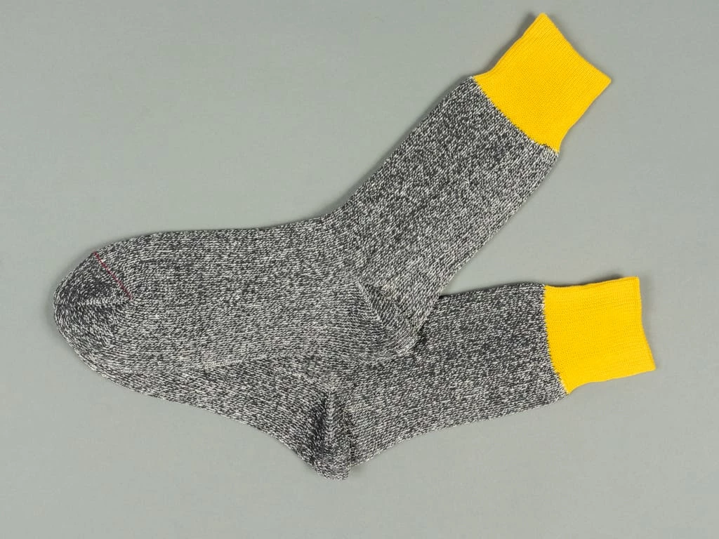 ROTOTO Double Face Crew Socks "Silk & Cotton" Yellow/Charcoal 5 ROTOTO Double Face Crew Socks "Silk & Cotton" Yellow/Charcoal