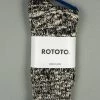 ROTOTO Low Gauge Slub Crew Socks Black