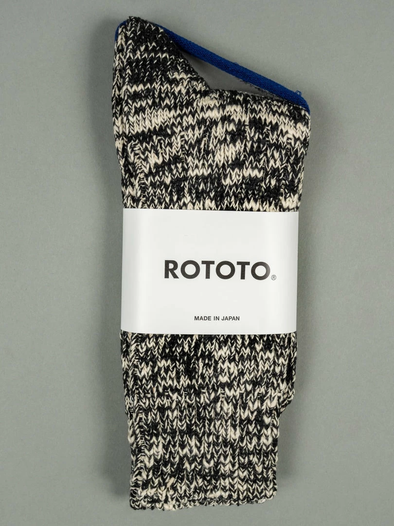 ROTOTO Low Gauge Slub Crew Socks Black 3 ROTOTO Low Gauge Slub Crew Socks Black