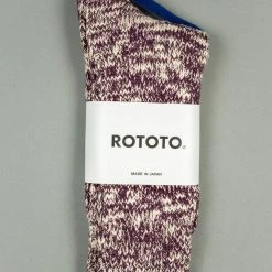 ROTOTO Low Gauge Slub Crew Socks Burgundy