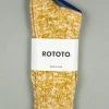 ROTOTO Low Gauge Slub Crew Socks Mustard 2 ROTOTO Low Gauge Slub Crew Socks Mustard