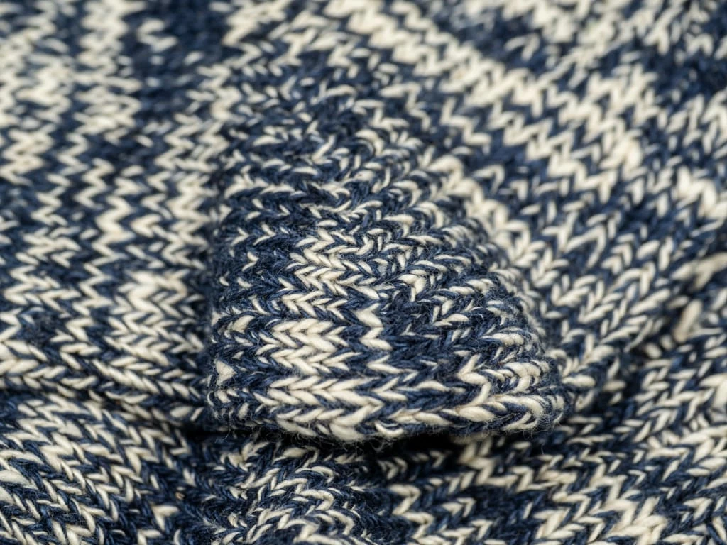 ROTOTO Low Gauge Slub Crew Socks Navy 9 ROTOTO Low Gauge Slub Crew Socks Navy