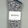 ROTOTO Low Gauge Slub Crew Socks Navy