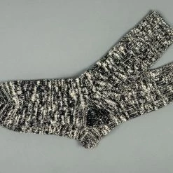 ROTOTO Low Gauge Slub Crew Socks Black 12 ROTOTO Low Gauge Slub Crew Socks Black