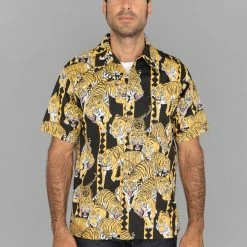 NEW ARRIVALS Samurai Jeans SSA22-HT One Hundred Tiger Shirt Black