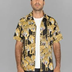 NEW ARRIVALS Samurai Jeans SSA22-HT One Hundred Tiger Shirt Black