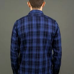 Samurai Jeans SIN21-01-OVS Rope Dyed Indigo Heavy Flannel Shirt Purple