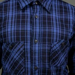 Samurai Jeans SIN21-01-OVS Rope Dyed Indigo Heavy Flannel Shirt Purple