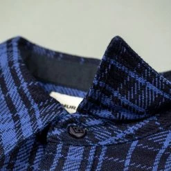 Samurai Jeans SIN21-01-OVS Rope Dyed Indigo Heavy Flannel Shirt Purple