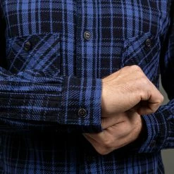 Samurai Jeans SIN21-01-OVS Rope Dyed Indigo Heavy Flannel Shirt Purple
