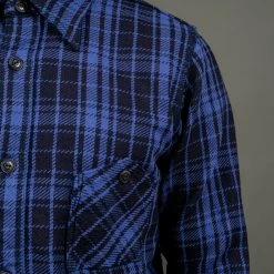 Samurai Jeans SIN21-01-OVS Rope Dyed Indigo Heavy Flannel Shirt Purple