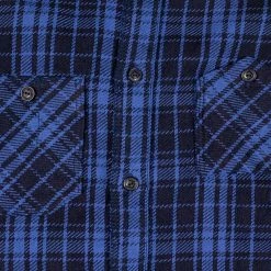 Samurai Jeans SIN21-01-OVS Rope Dyed Indigo Heavy Flannel Shirt Purple