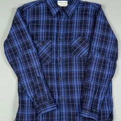 Samurai Jeans SIN21-01-OVS Rope Dyed Indigo Heavy Flannel Shirt Purple