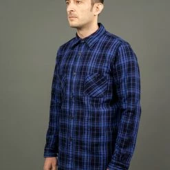 Samurai Jeans SIN21-01-OVS Rope Dyed Indigo Heavy Flannel Shirt Purple