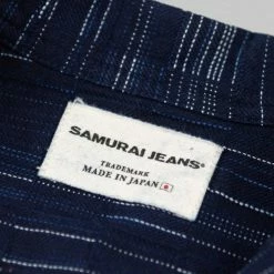 NEW ARRIVALS Samurai Jeans SOS22-S03 Natural Indigo Ichimatsu Shirt Shima 36 NEW ARRIVALS Samurai Jeans SOS22-S03 Natural Indigo Ichimatsu Shirt Shima