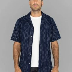 NEW ARRIVALS Samurai Jeans SOS22-S03 Natural Indigo Ichimatsu Shirt Shima 26 NEW ARRIVALS Samurai Jeans SOS22-S03 Natural Indigo Ichimatsu Shirt Shima