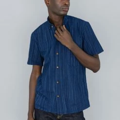 STUDIO D´ARTISAN Studio D'Artisan Indigo Shijira Kasuri Shirt NEW ARRIVALS