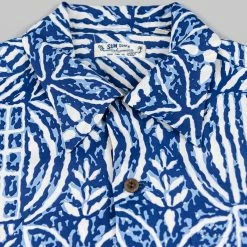 Sun Surf Polynesian Tapa Design Hawaiian Shirt Navy