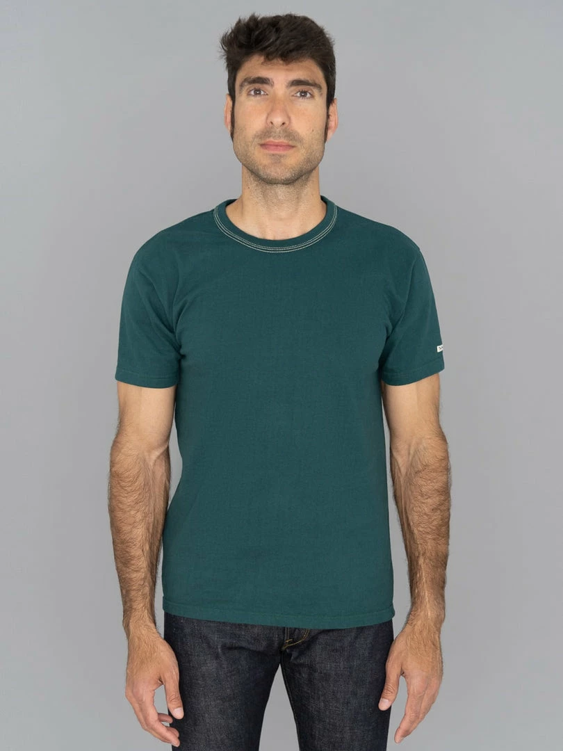 The Flat Head Loopwheeled Heavyweight Plain T-Shirt Dark Green NEW ARRIVALS 4 The Flat Head Loopwheeled Heavyweight Plain T-Shirt Dark Green NEW ARRIVALS