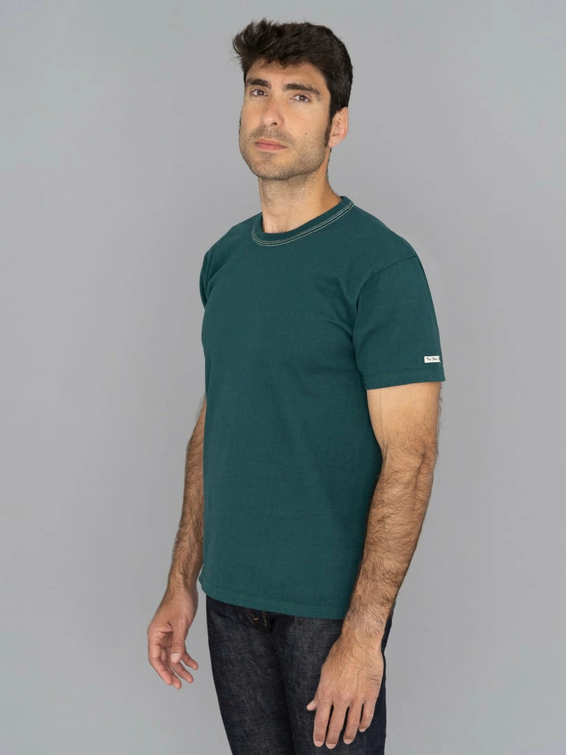 The Flat Head Loopwheeled Heavyweight Plain T-Shirt Dark Green NEW ARRIVALS 5 The Flat Head Loopwheeled Heavyweight Plain T-Shirt Dark Green NEW ARRIVALS