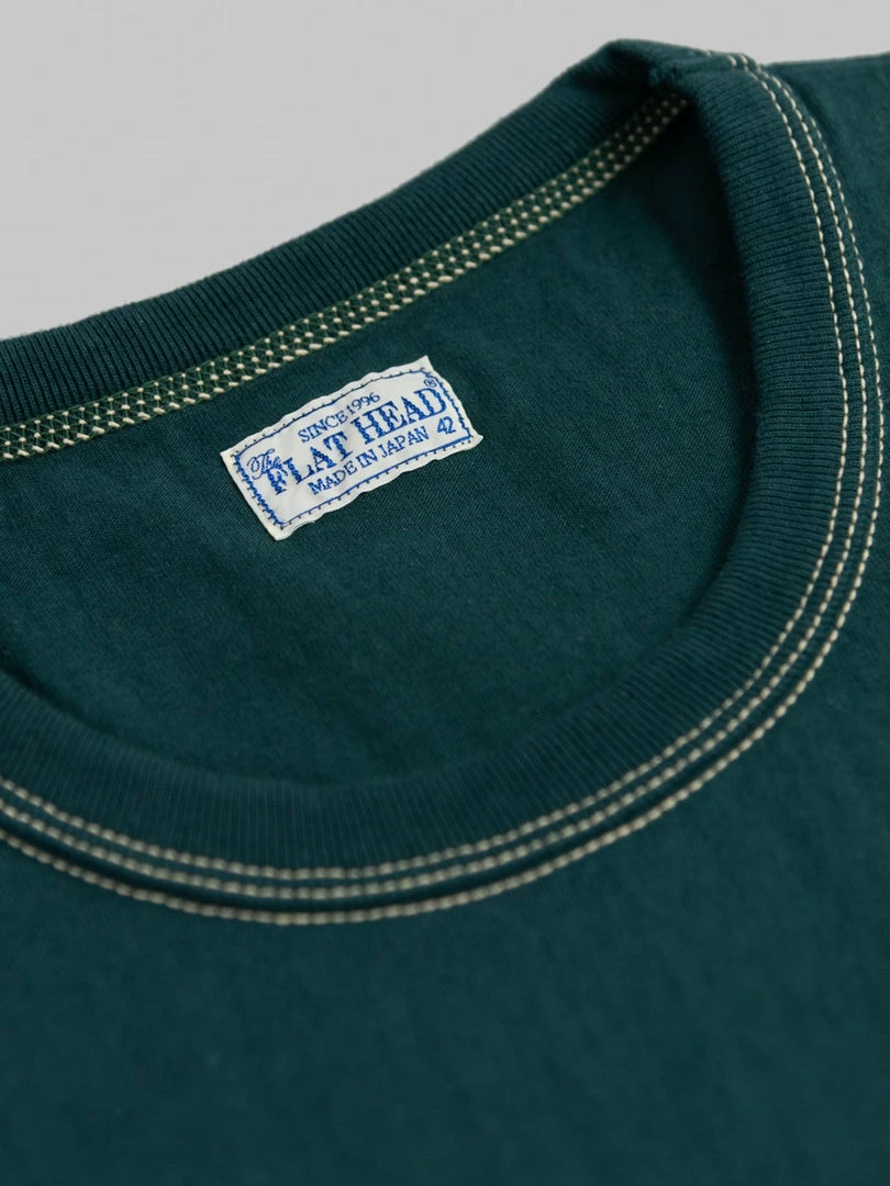 The Flat Head Loopwheeled Heavyweight Plain T-Shirt Dark Green NEW ARRIVALS 11 The Flat Head Loopwheeled Heavyweight Plain T-Shirt Dark Green NEW ARRIVALS
