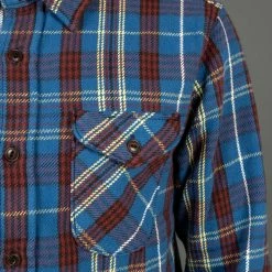 UES Heavy Flannel Shirt Dark Blue Check