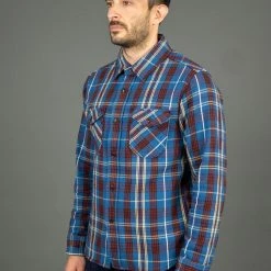 UES Heavy Flannel Shirt Dark Blue Check