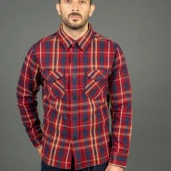 UES Heavy Flannel Shirt Dark Red Check