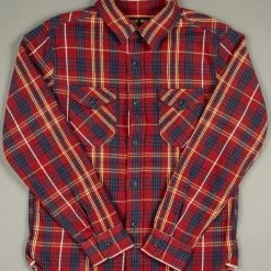 UES Heavy Flannel Shirt Dark Red Check