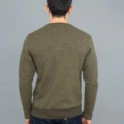 NEW ARRIVALS Loop & Weft Heather Slub Pile Back Hem Ribbed Cardigan Army Olive